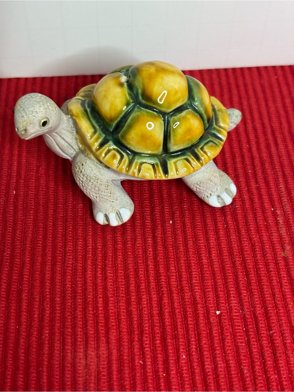 Ceramic Turtle Figurine - Yellow & Green Shell